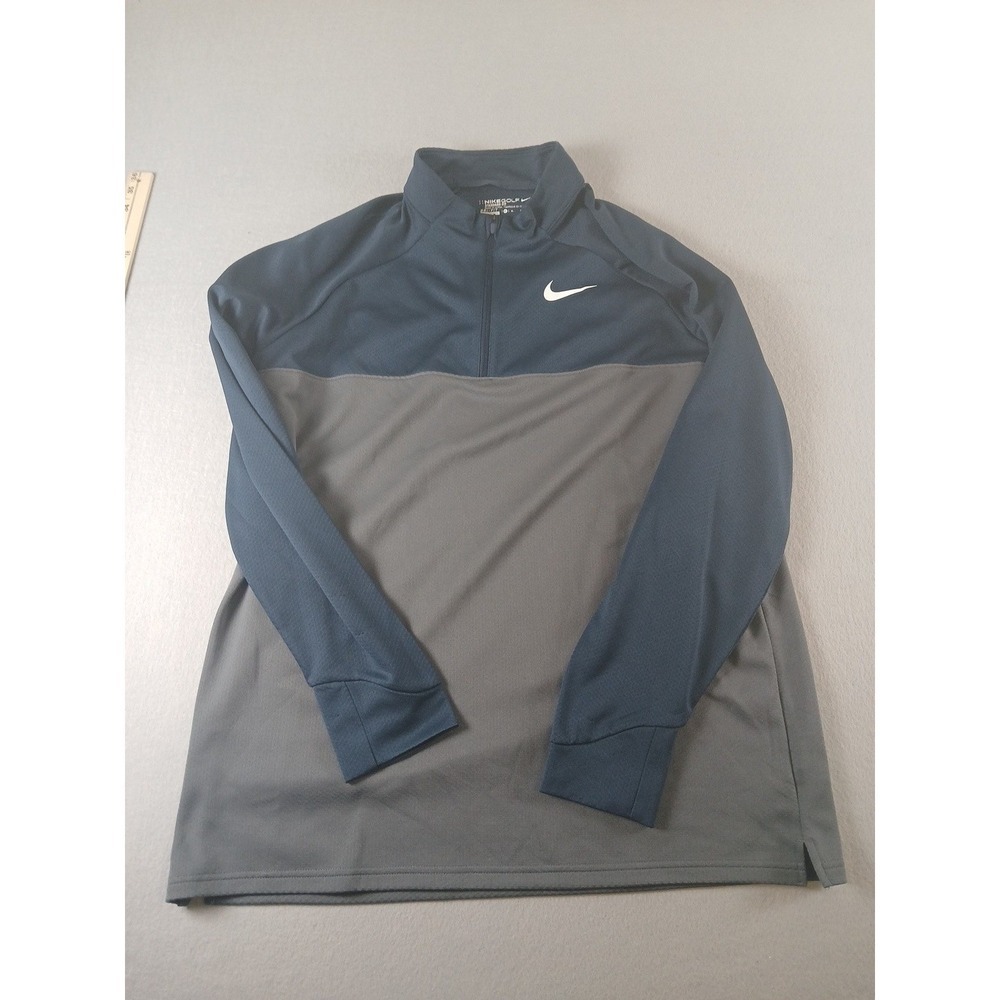 Nike Golf 1/4 Zip Pullover Mens Large Blue Gray Dri-Fit Standard Fit Fleece XL!!
